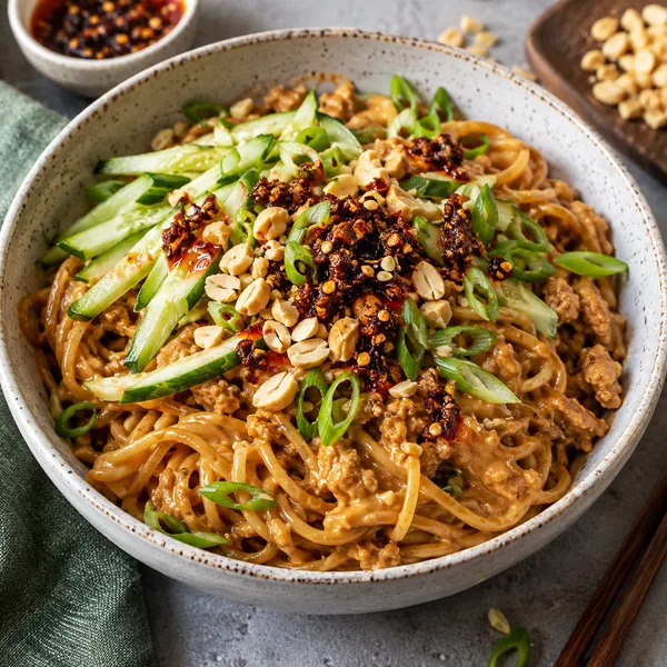 Chilli Crisp Peanut Chicken Noodles